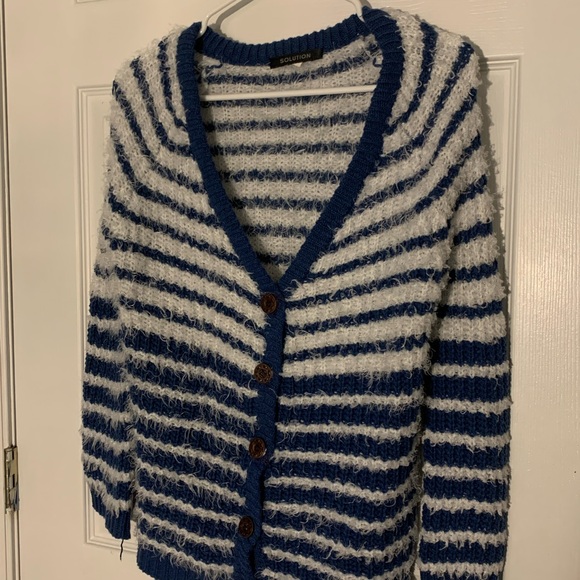 Solution Navy and White Striped Cardigan - Picture 2 of 3